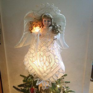 Christmas Angel Tree Topper Lighted Animated Tree Top or Desktop Decor